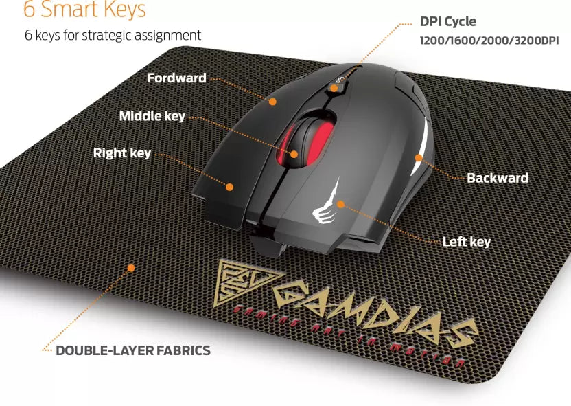 GAMDIAS Demeter E1 Wired Optical Gaming Mouse (USB, Black) GAMDIAS Demeter E1 Wired Optical Gaming Mouse (USB, Black)